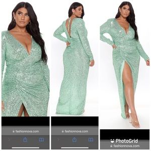 Plus size sequin maxi dress in mint
